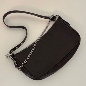 H&M Black Croc-Embossed Shoulder Bag